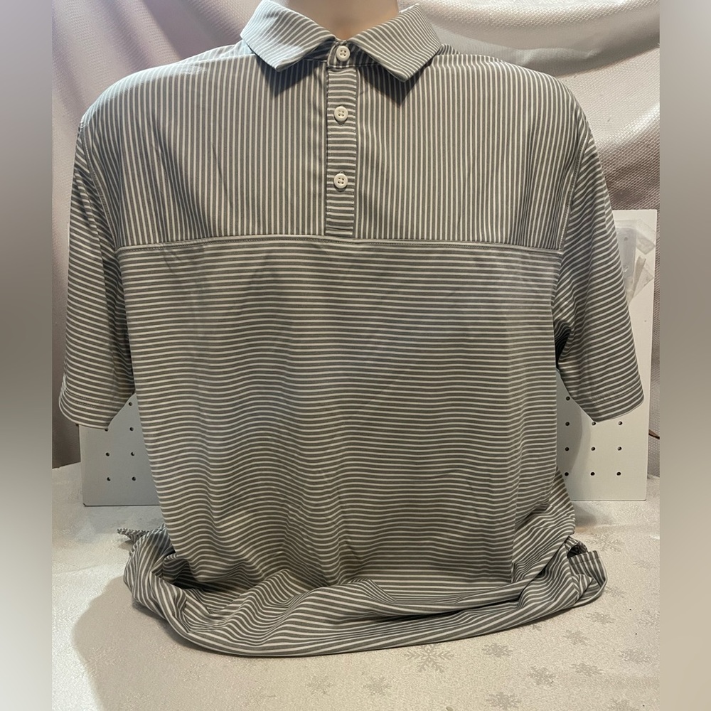 Under Armour Gray & White Striped Heat-gear Polo Shirt